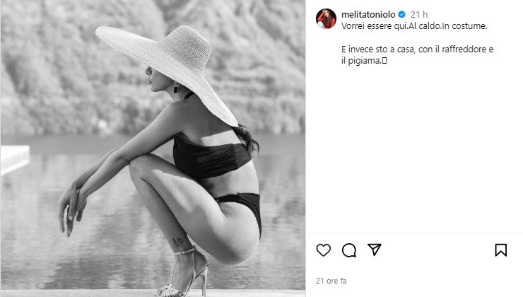 Melita Toniolo malessere condizioni