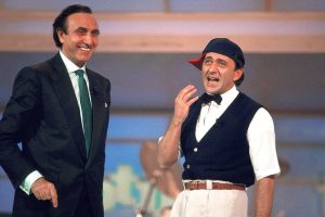 Pippo Baudo presentatore del Sanremo 1987 con Giorgio Faletti