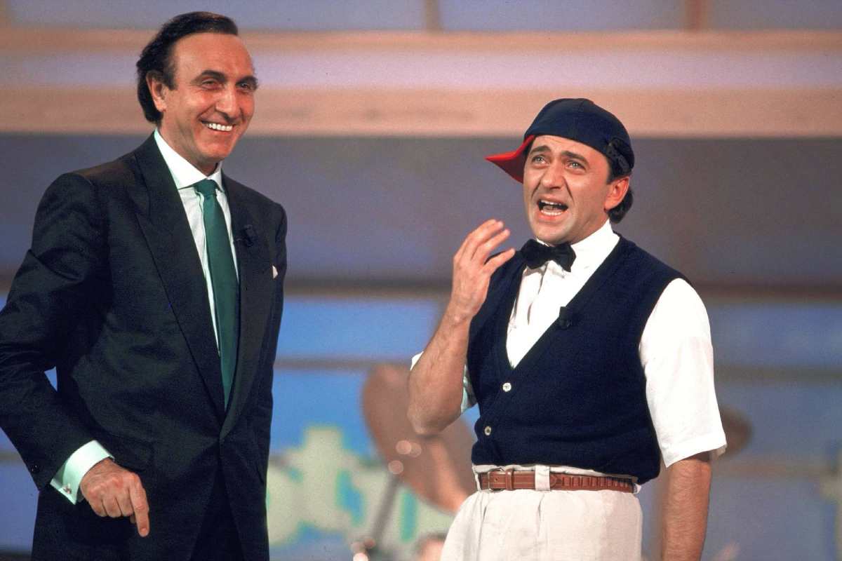 Pippo Baudo presentatore del Sanremo 1987 con Giorgio Faletti